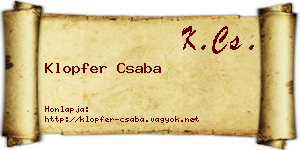 Klopfer Csaba névjegykártya